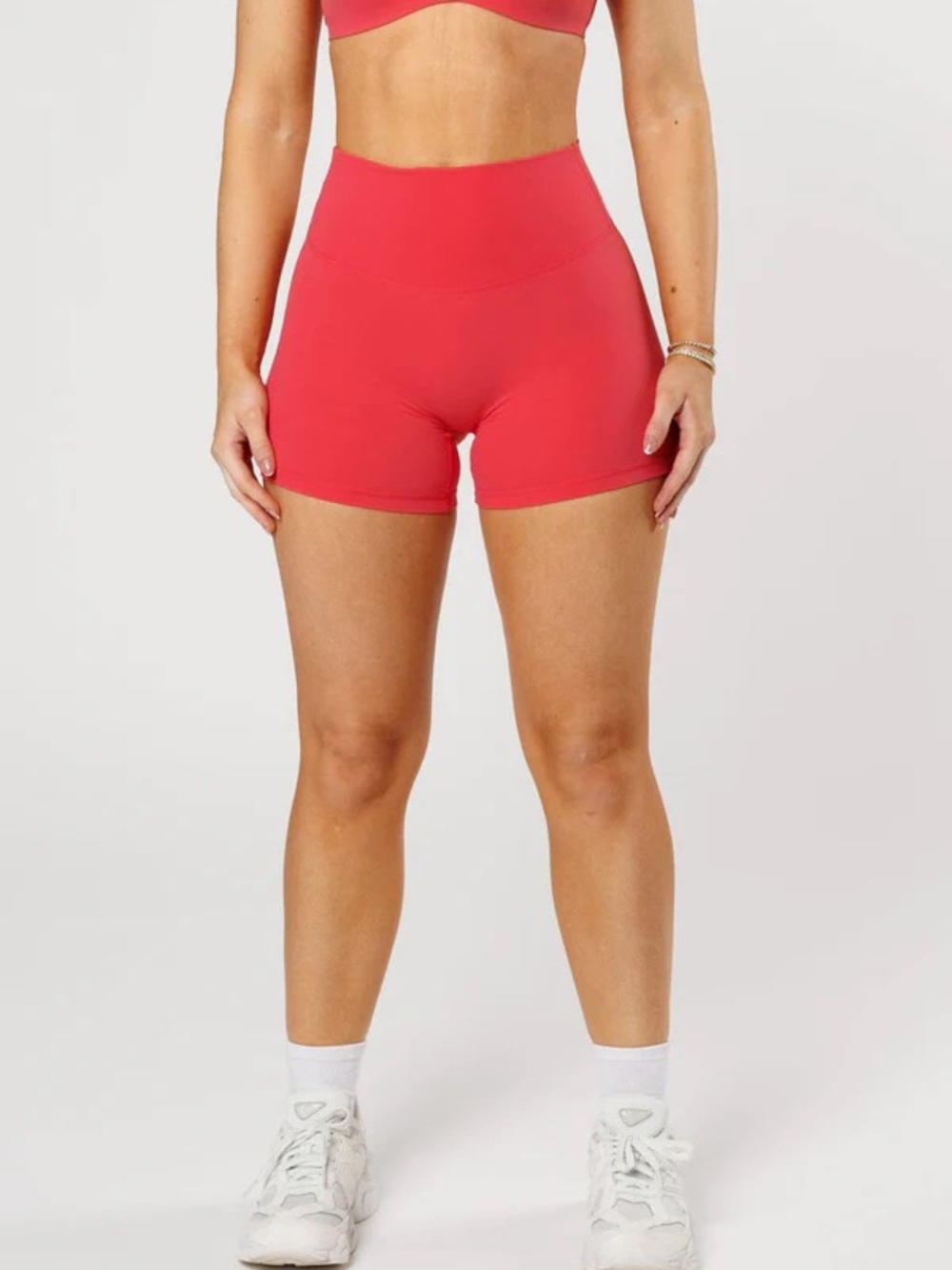 PARAGON High-Waist Athletic Shorts in Red - Picture 3 of 7